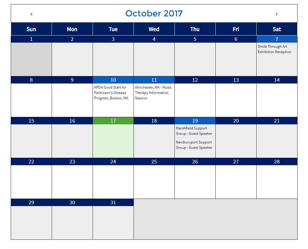 calendar APDA