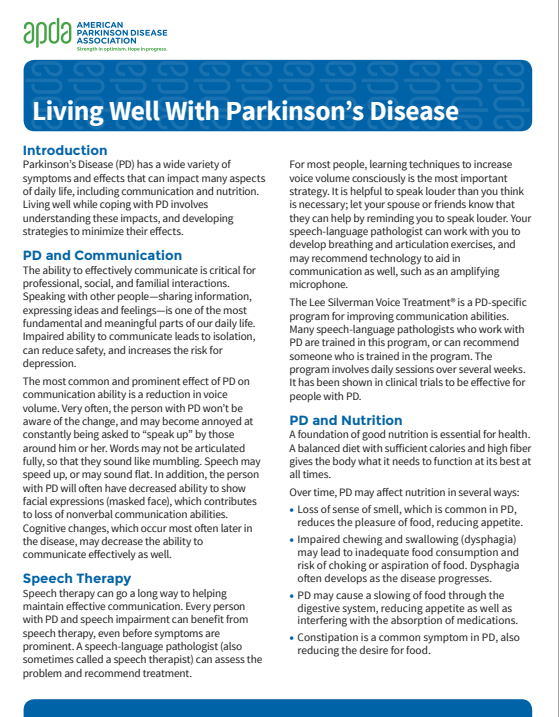 becoming a parkinson's care partner pamphlet