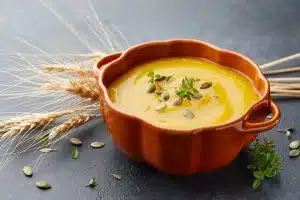 Image of Pumpkin soup with thyme and pumpkin seeds 